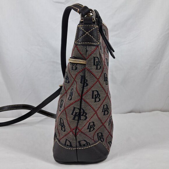 Dooney & Bourke Signature Monogram Canvas Brown Red Crossbody Purse Bag - Picture 6 of 15